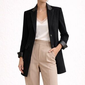 ZARA - Tailored Coat with Faux Leather Details | Minimal Chic